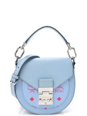 $1050 MCM Blue Patricia Mini Visetos Crossbody Hand Bag